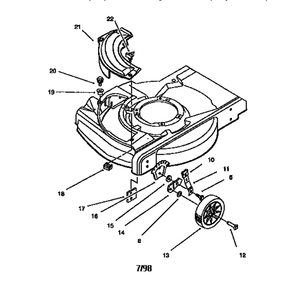 Mulch Plate And Wheel Assembly Diagram and Parts List for 10314-7900001ANDUP  Lawn Boy Lawn Mower